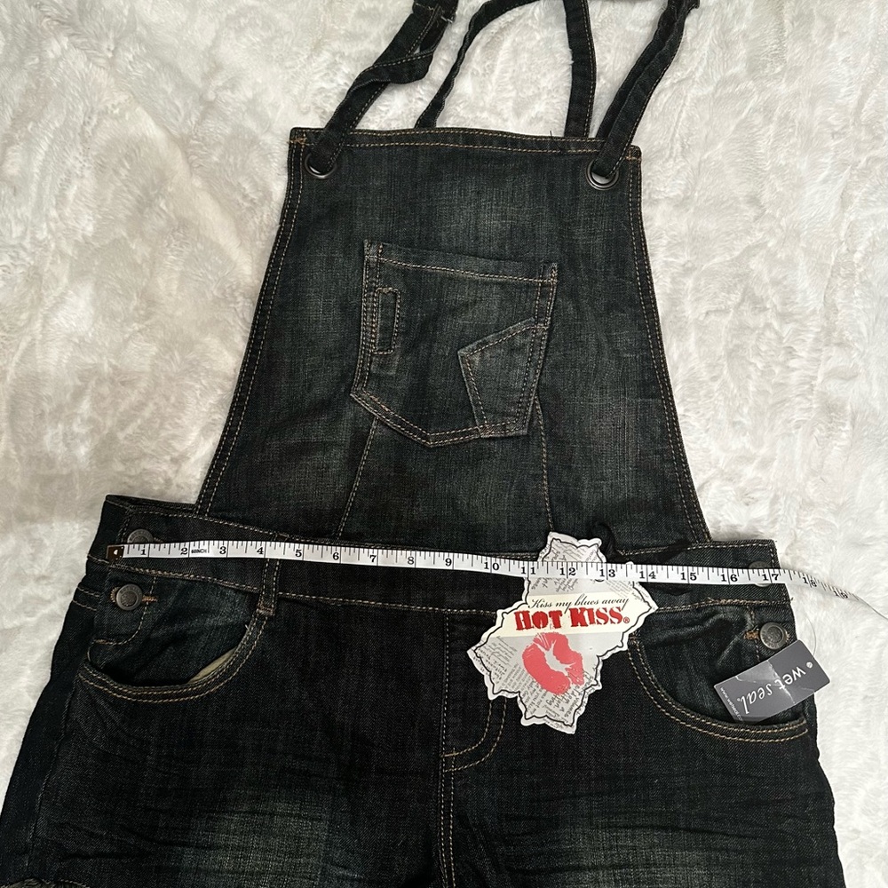 Hot Kiss Black Denim Overalls Seam Detail